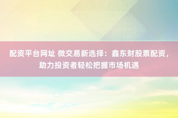 配资平台网址 微交易新选择：鑫东财股票配资，助力投资者轻松把握市场机遇