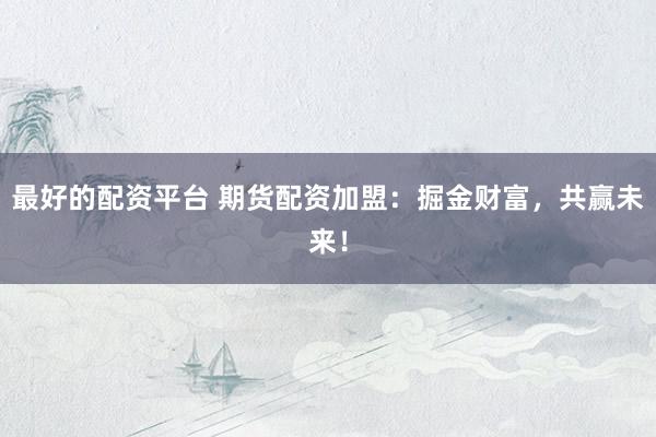 最好的配资平台 期货配资加盟：掘金财富，共赢未来！