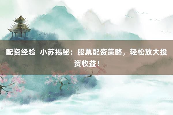 配资经验  小苏揭秘：股票配资策略，轻松放大投资收益！