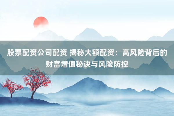 股票配资公司配资 揭秘大额配资：高风险背后的财富增值秘诀与风险防控