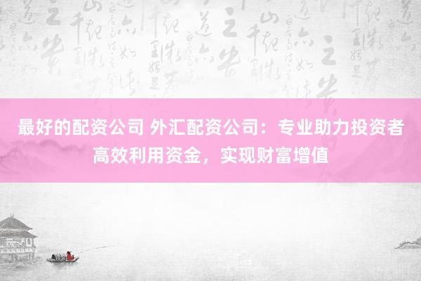 最好的配资公司 外汇配资公司：专业助力投资者高效利用资金，实现财富增值