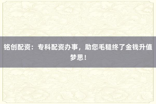 铭创配资：专科配资办事，助您毛糙终了金钱升值梦思！