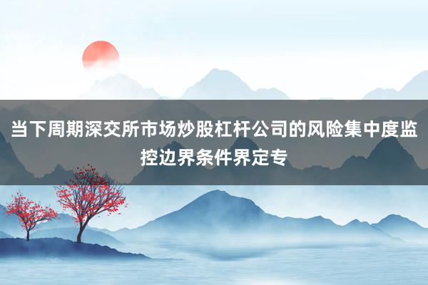 当下周期深交所市场炒股杠杆公司的风险集中度监控边界条件界定专