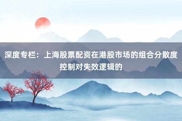 深度专栏：上海股票配资在港股市场的组合分散度控制对失效逻辑的