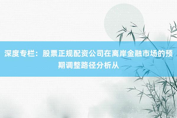 深度专栏：股票正规配资公司在离岸金融市场的预期调整路径分析从
