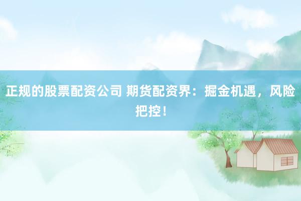 正规的股票配资公司 期货配资界:掘金机遇,风险把控!