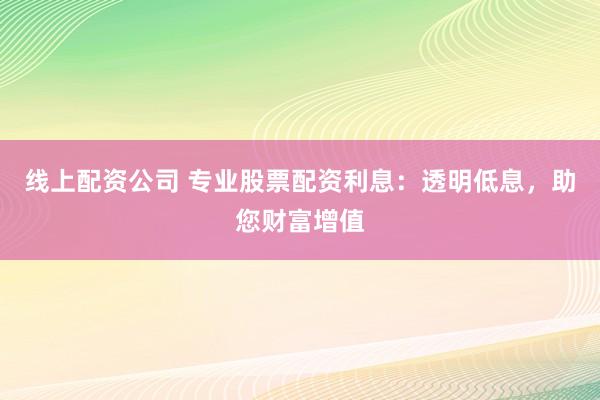 线上配资公司 专业股票配资利息：透明低息，助您财富增值