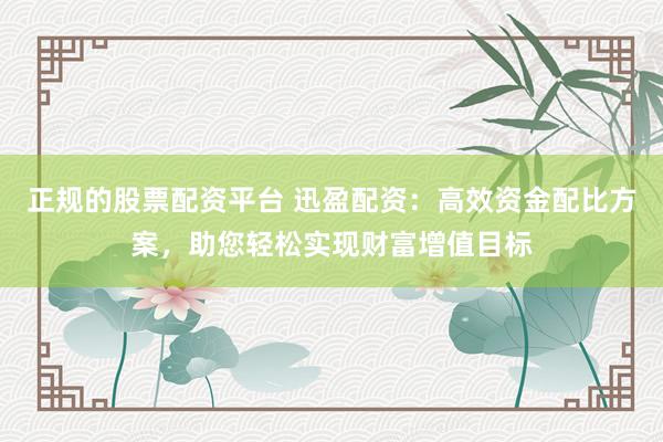 正规的股票配资平台 迅盈配资:高效资金配比方案,助您轻松实现财富增值目标