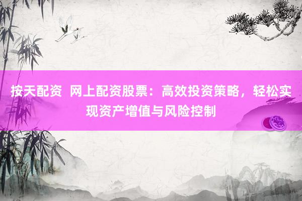 按天配资  网上配资股票：高效投资策略，轻松实现资产增值与风险控制