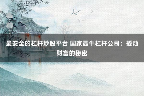 最安全的杠杆炒股平台 国家最牛杠杆公司：撬动财富的秘密